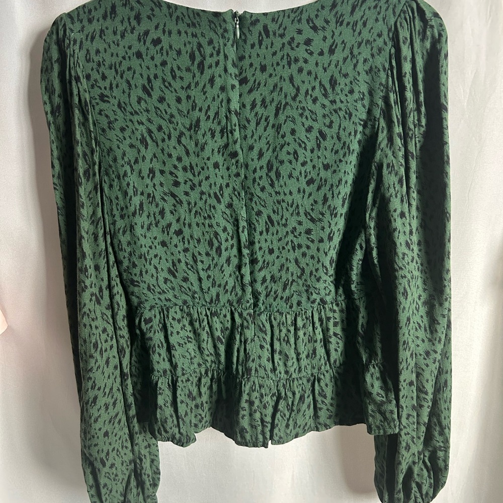 Afrm Forest Green Patterned Blouse - image 5